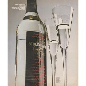 1991 Stolichnaya Cristall Vodka Vintage Print Ad Russian Import Bar Lounge Decor
